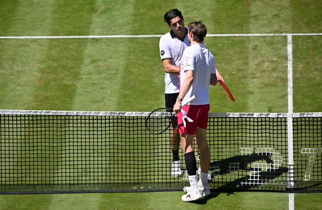 after the end of the match Alexander Bublik KAZ congratulates Taylor Fritz USA gesture to win the match Tennis Men BOSS Open ATP 250 Stuttgart 2026 Weissenhof BOSS Open ATP 250 Stuttgart 2026