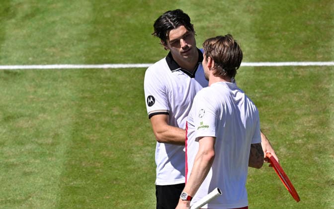 after the end of the match Alexander Bublik KAZ congratulates Taylor Fritz USA gesture to win the match Tennis Men BOSS Open ATP 250 Stuttgart 2026 Weissenhof BOSS Open ATP 250 Stuttgart 2026