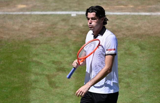 after the end of the match Taylor Fritz USA cheers, joy, emotion, emotional, jubilant, lucky, happy, takes a deep breath Tennis Men BOSS Open ATP 250 Stuttgart 2026 Weissenhof BOSS Open ATP 250 Stuttgart 2026