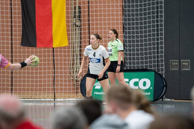 U20 Women National Team Germany GER vs U20 Women National Team Spain SPA , Handball, Four Nations Tournament, 13 6 2026, Season 2025 2026, Hannover Lara Egeling Germany U20 Women, 04, plays at Borussia Dortmund in defense Hannover Sporthalle IGS Badenstedt Germany