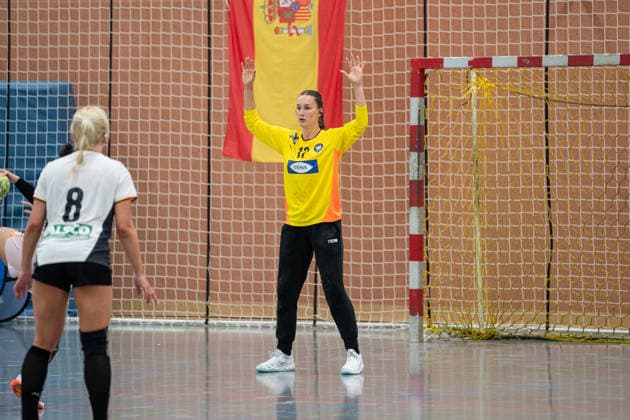 U20 Women National Team Germany GER vs U20 Women National Team Spain SPA , Handball, Four Nations Tournament, 13 6 2026, Season 2025 2026, Hannover Merle Muth Germany U20 Women, 12, plays for TSV Bayer 04 Leverkusen in goal in a 7 meter throw Hannover Sporthalle IGS Badenstedt Germany