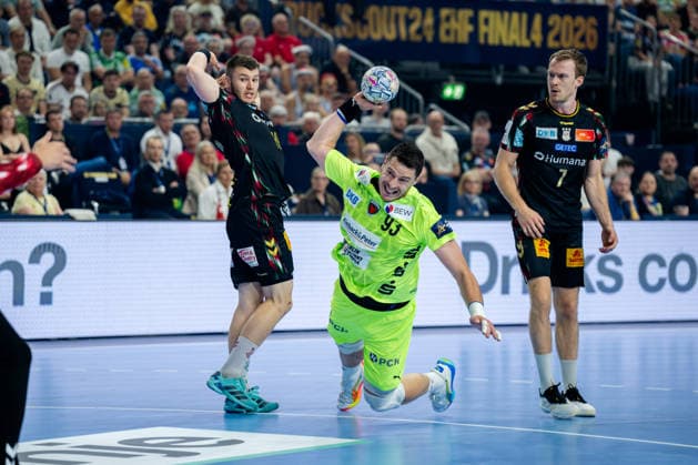 Cologne, 12 05 2026, Handball, Men, EHF Champions League Men 2025 26, Semi-final, SC Magedeburg Füchse Berlin Mijajlo Marsenic Füchse Berlin, 93 on goal throw