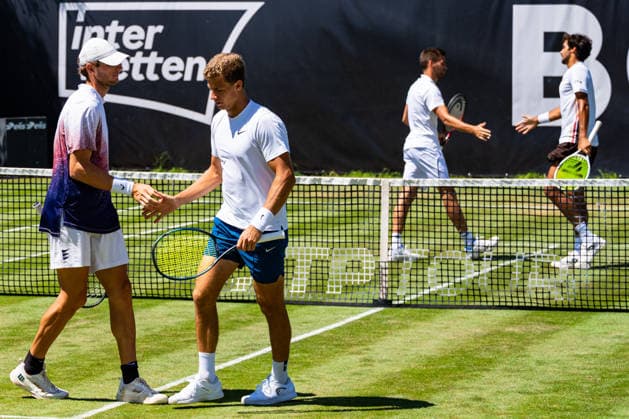 Stuttgart, GERMANY - June 13: Daniil Glinka (EST) and Stefanos Sakellaridis (GRC) during the Singles Match between Francisco Cabral (POR) and Nicola Mektic (CRO) vs. Daniil Glinka (EST) and Stefanos Sakellaridis (GRC) at BOSS OPEN 2026, Tennisanlage Weissenhof on June 13, 2026 in Stuttgart, Germany. Baden-Württemberg Germany Copyright: xTimoxSteinx