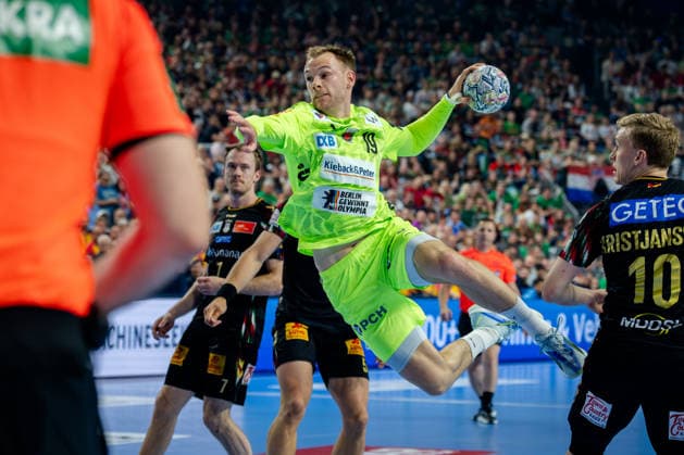 Cologne, 12 05 2026, Handball, Men, EHF Champions League Men 2025 26, Semi-final, SC Magedeburg Füchse Berlin Mathias Gidsel Füchse Berlin, 19 on goal throw