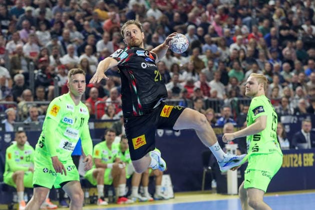 13 06 2026, xgox, handball EHF Champions League semi-final SC Magdeburg Füchse Berlin v l Albin Lagergren Magdeburg, 21 throws goal, goal scorer, scores the goal Cologne