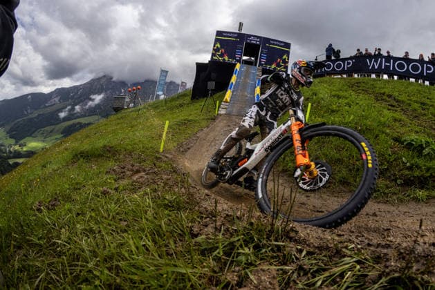 Whoop UCI Mountain Bike World Series Leogang Downhill GOLDSTONE Jackson SANTA CRUZ SYNDICATEat Whoop UCI Mountain Bike World Series Leogang Downhill, 13 06 2026,in Leogang,AUT Photo Sebastian Sternemann
