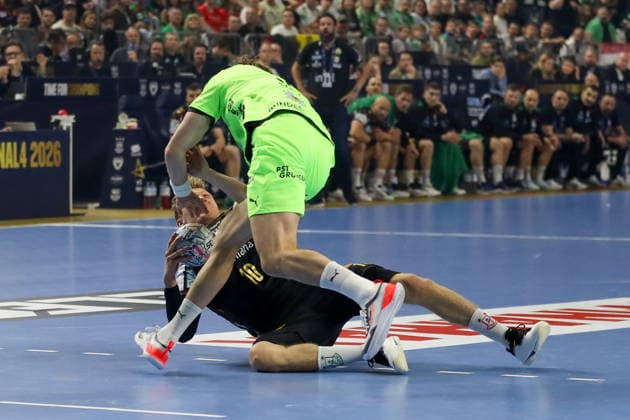 Cologne 13.06.2026. Pilka reczna EHF Liga Mistrzow sezon 2025 26 final4 mecz: SC Magdeburg - Fuchse Berlin --- Handball EHF Champions League season 2025 26 final4 match: SC Magdeburg - Fuchse Berlin nz Kristjansson Gisli Fot. Kacper Staniec NEWSPIX.PL --- newspix.pl 