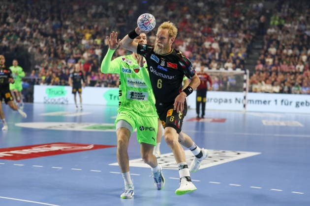 Cologne 13.06.2026. Pilka reczna EHF Liga Mistrzow sezon 2025 26 final4 mecz: SC Magdeburg - Fuchse Berlin --- Handball EHF Champions League season 2025 26 final4 match: SC Magdeburg - Fuchse Berlin nz Musche Matthias Fot. Kacper Staniec NEWSPIX.PL --- newspix.pl 
