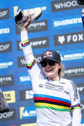 MOUNTAINBIKE - UCI MTB World Series LEOGANG,AUSTRIA,13.JUN.26 - CYCLING, MOUNTAIN BIKE - UCI Mountainbike World Cup, downhill. Image shows the rejoicing of Valentina Hoell (AUT).  GEPAxpictures xJulioxArellano