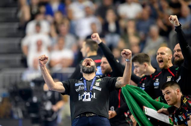 Cheering coach Bennet WIEGERT SCM semi-final SC Magdeburg MD vs Füchse Berlin, on 13 06 2026 Men Handball EHF Champions League Final4 2026, from 13 06 14 06 2026 in Cologne Germany Lanxess Arena
