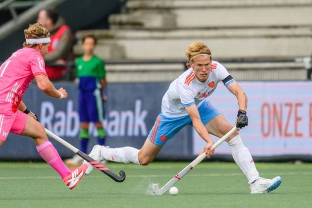 ROTTERDAM, 13-06-2026, HC Rotterdam, FIH Hockey Pro League Men, Season 2025-2026. Thies Prinz and Joep de Mol during the game Netherlands - Germany (1st match). Netherlands - Germany (1st match)  x204331038x Copyright: