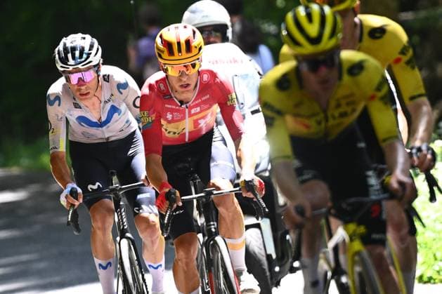 Tour Auvergne - Rhone-Alpes 2026 Stage 7 GRAND COLOMBIER, FRANCE - JUNE 13 : Uijtdebroeks Cian (BEL) of Movistar Team during stage 7 of the 78th edition of Tour Auvergne - Rhone-Alpes an UCI World Tour 2.UWT cycling road race stage for Men Elite of 133.6 km with start in La Bridoire and finish in Grand Colombier on June 13, 2026 in Grand Colombier, France, 13 06 2026 ( Motordriver Guy De Vuyst - Grand Colombier France  Copyright: xVincentxKalutx