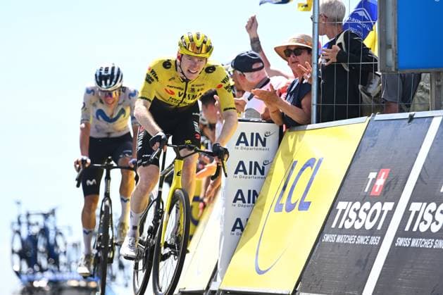 Tour Auvergne - Rhone-Alpes 2026 Stage 7 GRAND COLOMBIER, FRANCE - JUNE 13 : Jorgenson Matteo (USA) of Team Visma Lease a Bike during stage 7 of the 78th edition of Tour Auvergne - Rhone-Alpes an UCI World Tour 2.UWT cycling road race stage for Men Elite of 133.6 km with start in La Bridoire and finish in Grand Colombier on June 13, 2026 in Grand Colombier, France, 13 06 2026 ( Motordriver Guy De Vuyst - Grand Colombier France  Copyright: xVincentxKalutx