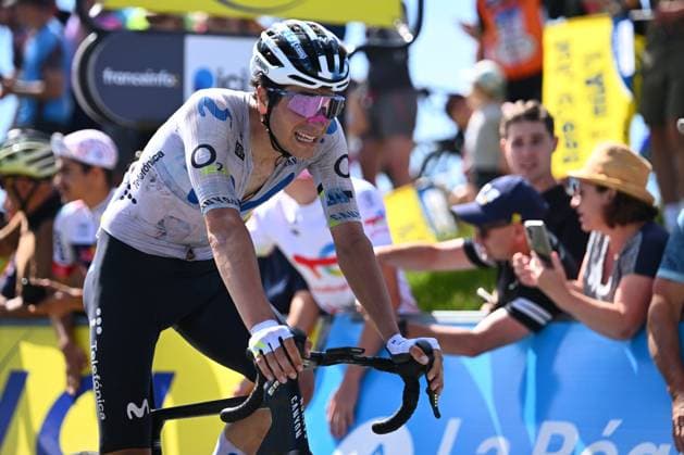 Tour Auvergne - Rhone-Alpes 2026 Stage 7 GRAND COLOMBIER, FRANCE - JUNE 13 : Uijtdebroeks Cian (BEL) of Movistar Team during stage 7 of the 78th edition of Tour Auvergne - Rhone-Alpes an UCI World Tour 2.UWT cycling road race stage for Men Elite of 133.6 km with start in La Bridoire and finish in Grand Colombier on June 13, 2026 in Grand Colombier, France, 13 06 2026 ( Motordriver Guy De Vuyst - Grand Colombier France  Copyright: xVincentxKalutx