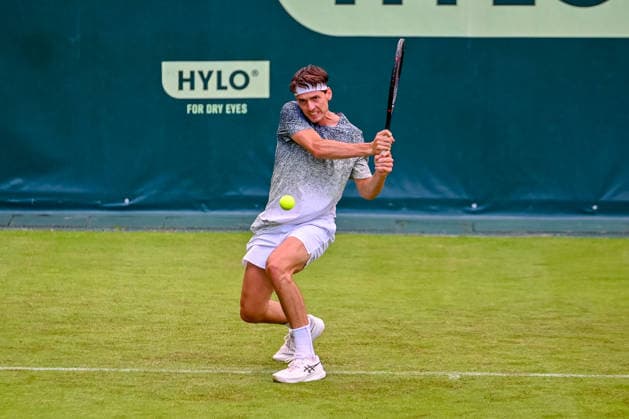 Marc Andrea Huesler Switzerland hits a ball TERRA WORTMANN Open 2026, Tennis, ATP 500, Tournament, Qualification, 13 06 2026, TERRA WORTMANN Open 2026, Tennis, ATP 500, Tournament, Qualification, 13 06 2026 Halle Copyright: xEibner-Pressefoto RobertxGertzenx EP_RGN