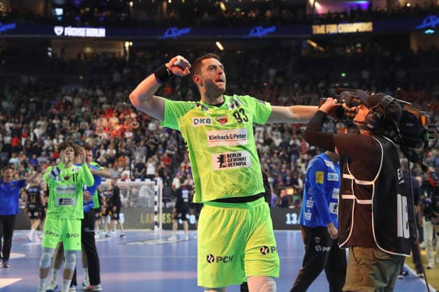 13 06 2026, xtgx, Handball, EHF Champions League semi-final, SC Magdeburg Füchse Berlin v l Mijajlo Marsenic Berlin, 93 Cheering for the win, cheering after the end of the match Cologne