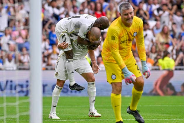June 13, 2026, Madrid, Madrid, Spain: PEPE celebrates a goal during the match for the 13th edition of the 2026 Corazon Classic Match, titled Ã¢â‚¬oeA Match with the Spirit of Childhood,Ã¢â‚¬Â between Real Madrid C.F. Legends and Inter Legends, played at the Bernabo u Stadium on June 13, 2026, in Madrid, Spain. REAL MADRID C.F. Legends 2 Vs INTER Legends 1 - XIII EdicioÂ³N Del Corazon Classic Match 2026 Un Partido Con Alma De Infancia (06.13.26)  - ZUMAc312 20260613_zsp_c312_180 Copyright: xOscarxManuelxSanchezx
