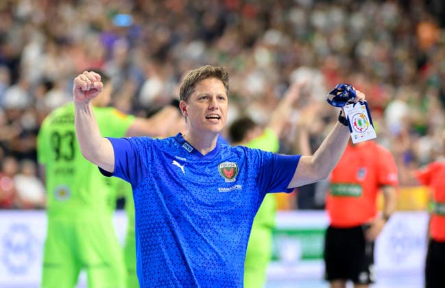 Final cheer coach Nicolej Krickau B semi-final SC Magdeburg MD vs Füchse Berlin, on 13 06 2026 Men Handball EHF Champions League Final4 2026, from 13 06 14 06 2026 in Cologne Germany Lanxess Arena