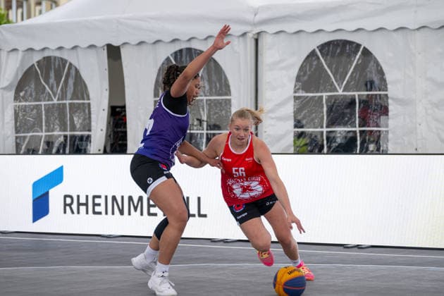 duel between Olivia Okpara Team Xanten, 72 and Lucie Matilda Keune Team Duesseldorf TUSA 06, 56 Innside 3x3 Circus, basketball, group phase, D Sports, 13 06 2026 Innside 3x3 Circus, basketball, group phase, D Sports, 13 06 2026 Duesseldorf Copyright: xEibner-Pressefoto ThomasxHaeslerx EP_THR