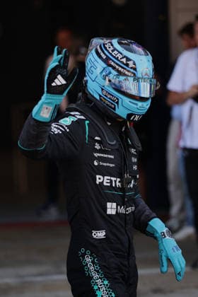 F1 - BARCELONA-CATALUNYA GRAND PRIX 2026 RUSSELL George (gbr), Mercedes AMG F1 Team W17, portrait celebrate his pole position during the Formula 1 Barcelona-Catalunya Grand Prix 2026, 7th round of the 2026 Formula One World Championship, WM, Weltmeisterschaft from June 12 to 14, 2026 on the Circuit de Barcelona-Catalunya, in Montmelo, Spain - MontmeloSpain  Copyright: xDPPIx