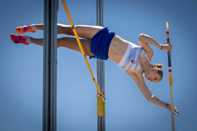 MANNHEIM, GERMANY - JUNE 13, 2026 : Liana Bolosova (SVK Slovakia) competing in the women’s U20 pole vault during the Juniorengala 2026 at Michael-Hoffmann-Stadion on June 13, 2026 in Mannheim, Germany. Baden-Wuerttemberg Germany Copyright: xAxelxKohringx
