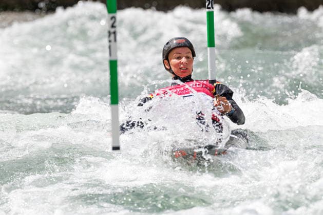 Andrea Herzog GER at ICF CANOE SLALOM WORLD CUP, Canoeing, Women, Canoe, 2026, on 13 06 2026 in Augsburg, Eiskanal Bayern Germany