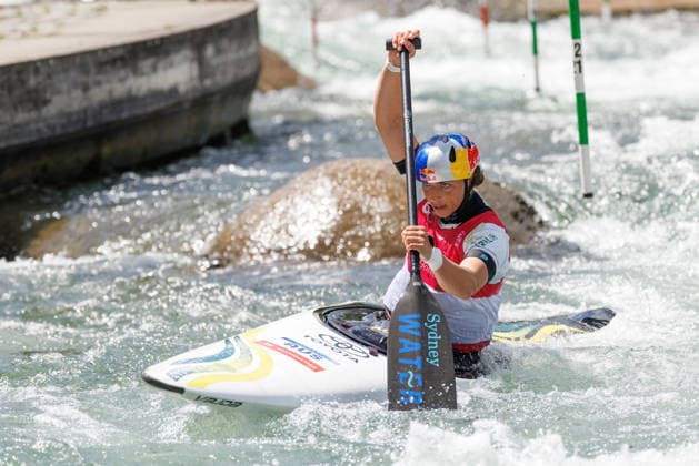 Jessica Fox AUS at ICF CANOE SLALOM WORLD CUP, Canoeing, Women, Canoeing, 2026, on 13 06 2026 in Augsburg, Eiskanal Bayern Germany