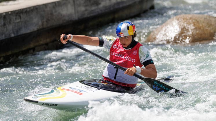 Jessica Fox AUS at ICF CANOE SLALOM WORLD CUP, Canoeing, Women, Canoeing, 2026, on 13 06 2026 in Augsburg, Eiskanal Bayern Germany