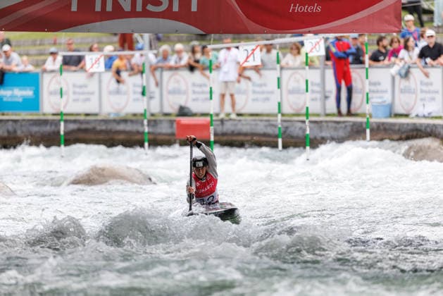 Nuria Vilarrubla ESP at ICF CANOE SLALOM WORLD CUP, Canoeing, Women, Canadier, 2026, on 13 06 2026 in Augsburg, Eiskanal Bayern Germany