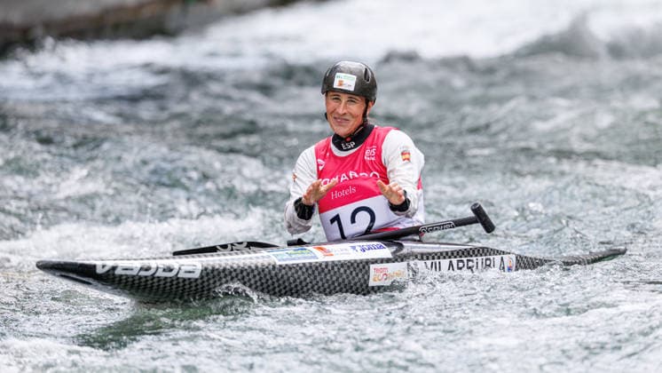 Nuria Vilarrubla ESP at ICF CANOE SLALOM WORLD CUP, Canoeing, Women, Canadier, 2026, on 13 06 2026 in Augsburg, Eiskanal Bayern Germany