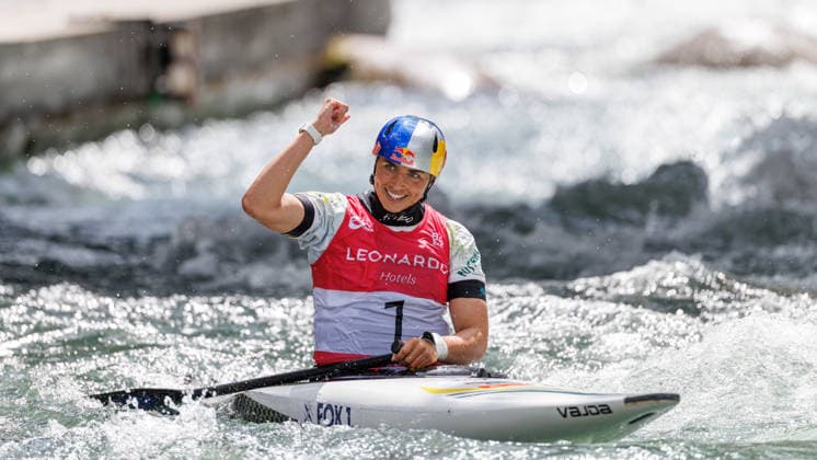 Jessica Fox AUS at ICF CANOE SLALOM WORLD CUP, Canoeing, Women, Canoeing, 2026, on 13 06 2026 in Augsburg, Eiskanal Bayern Germany