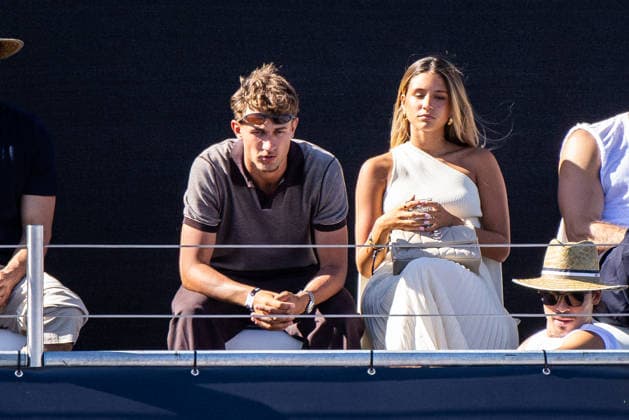 13 06 26 Boss Open Stuttgart Germany, Stuttgart, 13 06 2026, Tennis, Boss Open Stuttgart f l Tom Bischof player FC Bayern Munich , Josefine Scholl girlfriend of Tom Bischof, daughter of Mehmet Scholl