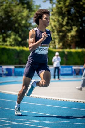 MANNHEIM, GERMANY - JUNE 13, 2026 : Magnus Skupin-Alfa (GER LG Offenburg) competing in the men’s U20 400m hurdles during the Juniorengala 2026 at Michael-Hoffmann-Stadion on June 13, 2026 in Mannheim, Germany. Baden-Wuerttemberg Germany Copyright: xAxelxKohringx