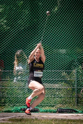 MANNHEIM, GERMANY - JUNE 13, 2026 : Clara Hegemann (GER LG Stadtwerke Muenchen) competing in the women’s U20 hammer throw during the Juniorengala 2026 at Michael-Hoffmann-Stadion on June 13, 2026 in Mannheim, Germany. Baden-Wuerttemberg Germany Copyright: xAxelxKohringx