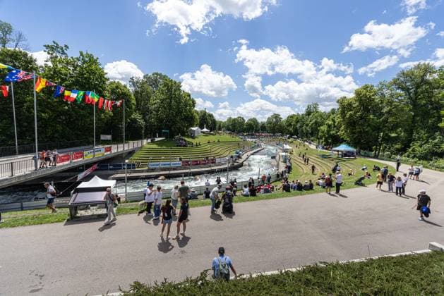 The Augsburg Ice Canal, overview, view to the south ICF Canoe Slalom World Cup 2026 Augsburg Ice Canal