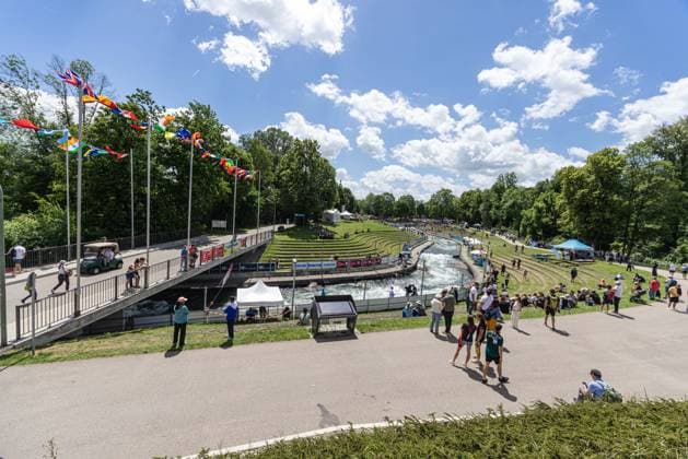 The Augsburg Ice Canal, overview, view to the south ICF Canoe Slalom World Cup 2026 Augsburg Ice Canal