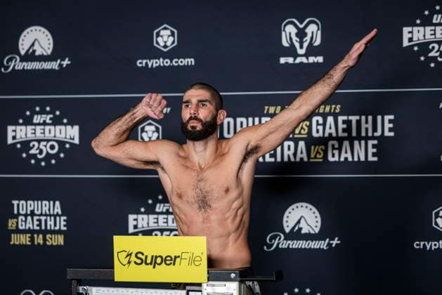 UFC Freedom 250 official weigh-ins UFC Bantamweight fighter Aiemann Zahabi poses during the UFC Freedom 250 official weigh-ins in Washington, DC, USA, 13 June 2026. The martial arts bouts are scheduled to take place on the South Lawn of the White House on 14 June. WASHINGTON DC UNITED STATES  Copyright: xJIMxLOxSCALZOx xPOOLx