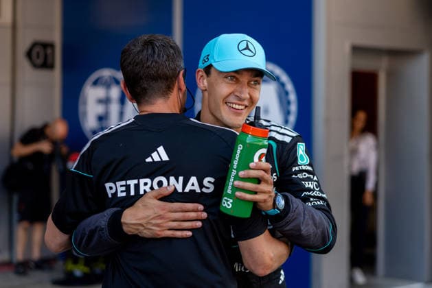 George Russell Pole Position Grand Prix of Barcelona Catalunya Mercedes AMG Petronas F1 Team, Great Britain, 63 , ESP, Formula 1 World Championship, Grand Prix of Barcelona Catalunya, Circuit de Barcelona Catalunya, Qualifying Day, 2026 season, 13 06 2026 ESP, Formula 1 World Championship, Grand Prix of Barcelona Catalunya, Circuit de Barcelona Catalunya, Qualifying Day, 2026 season, 13 06 2026 Barcelona Copyright: xEibner-Pressefoto MarcelxFischerx EP_MFI