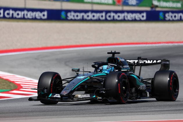 F1 Gran Prix of Spain George Russell of Mercedes-AMG F1 Team on track during qualifying for the F1 Grand Prix of Catalunya at Montemelo Circuit on June 13, 2026 in Barcelona, Spain. Barcelona Circuit de Catalunya Spain Copyright: xMarcoxCanonierox