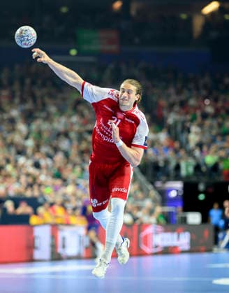 Juri Knorr AH action semi-final Aalborg Handbold AH vs Barca, on 13 06 2026 Men Handball EHF Champions League Final4 2026, from 13 06 14 06 2026 in Cologne Germany Lanxess Arena