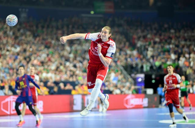 Juri Knorr AH action semi-final Aalborg Handbold AH vs Barca, on 13 06 2026 Men Handball EHF Champions League Final4 2026, from 13 06 14 06 2026 in Cologne Germany Lanxess Arena