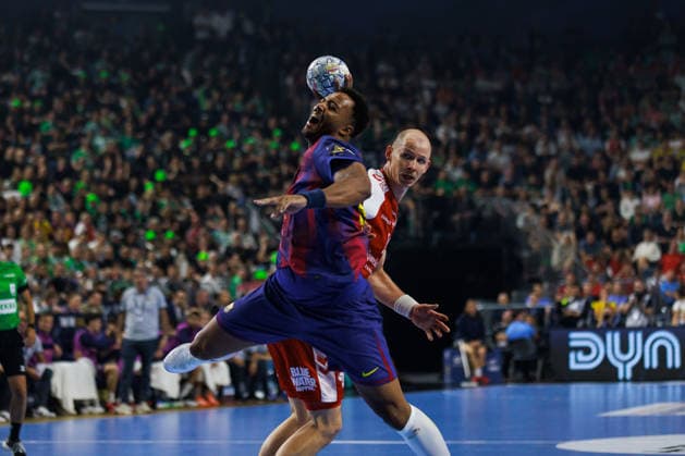 Timothey N GUESSAN FC Barcelona Barca, 19 scores a goal, action, goal throw GER, Aalborg Handbold vs FC Barcelona, handball, TruckScout24 EHF FINAL4 2026, semi-final, match time 2025 2026, 13 06 2026, GER, Aalborg Handbold vs FC Barcelona, handball, TruckScout24 EHF FINAL4 2026, semi-final, match time 2025 2026, 13 06 2026, Cologne Copyright: xEibnerxPressefoto OliverxSchmidtx EP_OST