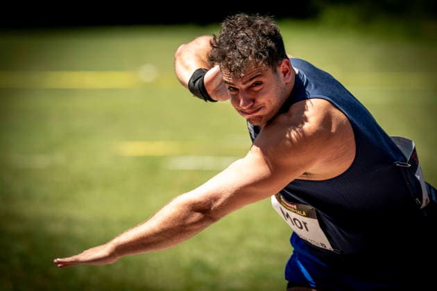 MANNHEIM, GERMANY - JUNE 13, 2026 : Idoh Mor (ISR Israel) competing in the men’s U20 shot put during the Juniorengala 2026 at Michael-Hoffmann-Stadion on June 13, 2026 in Mannheim, Germany. Baden-Wuerttemberg Germany Copyright: xAxelxKohringx