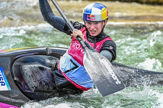 ICF Canoe Slalom World Cup 13 06 2026, Eis Kanal, Augsburg Evy Leibfarth USA , Augsburg, 13 06 2026 Canoe World Cup, Slalom K1, Augsburg, Eis Kanal Copyright: xBEAUTIFULxSPORTS Märklx