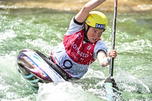 ICF Canoe Slalom World Cup 13 06 2026, Ice Channel, Augsburg Eva Alina Hocevar SLO , Augsburg, 13 06 2026 Canoe World Cup, Slalom K1, Augsburg, Ice Channel Copyright: xBEAUTIFULxSPORTS Märklx