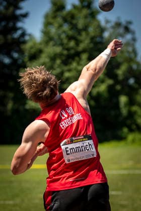 MANNHEIM, GERMANY - JUNE 13, 2026 : Max Louis Emmrich (GER LV 90 Erzgebirge) competing in the men’s U20 shot put during the Juniorengala 2026 at Michael-Hoffmann-Stadion on June 13, 2026 in Mannheim, Germany. Baden-Wuerttemberg Germany Copyright: xAxelxKohringx