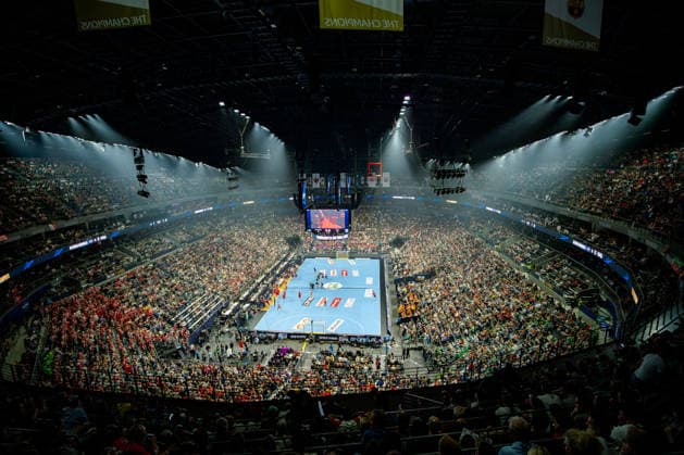 Cologne, 12 05 2026, Handball, Men, EHF Champions League Men 2025 26, Semi-final, Aalborg Handball FC Barcelona Full house in the Cologne Arena