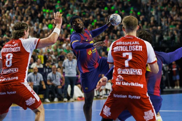 Dika MEM FC Barcelona Barca, 10 scores a goal, action, goal throw GER, Aalborg Handbold vs FC Barcelona, handball, TruckScout24 EHF FINAL4 2026, semi-final, match time 2025 2026, 13 06 2026, GER, Aalborg Handbold vs FC Barcelona, handball, TruckScout24 EHF FINAL4 2026, semi-final, match time 2025 2026, 13 06 2026, Cologne Copyright: xEibnerxPressefoto OliverxSchmidtx EP_OST