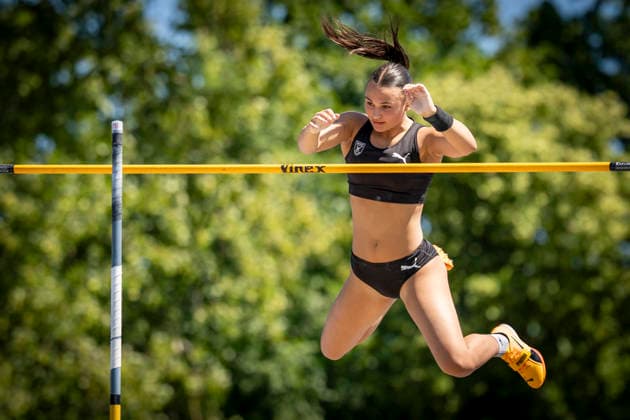 MANNHEIM, GERMANY - JUNE 13, 2026 : Eva Marie Weisbrodt (GER MTG Mannheim) competing in the women’s U20 pole vault during the Juniorengala 2026 at Michael-Hoffmann-Stadion on June 13, 2026 in Mannheim, Germany. Baden-Wuerttemberg Germany Copyright: xAxelxKohringx