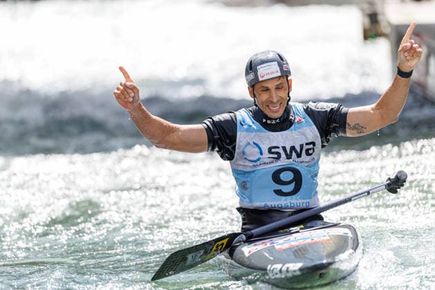 Matej Benus SVK at ICF CANOE SLALOM WORLD CUP, Canoeing, Men, Canoe, 2026, on 13 06 2026 in Augsburg, Eiskanal Bayern Germany